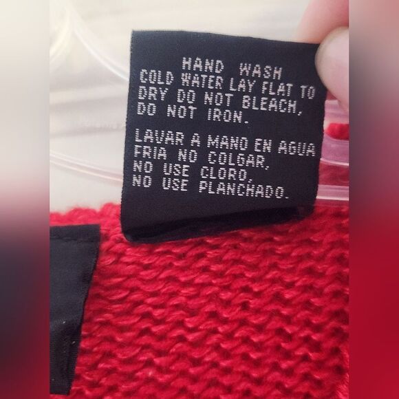 Fully Fashion L Red Beaded Embroidered Knit 3/4 Sleeve WOOL Blend Women Sweater - Picture 7 of 9